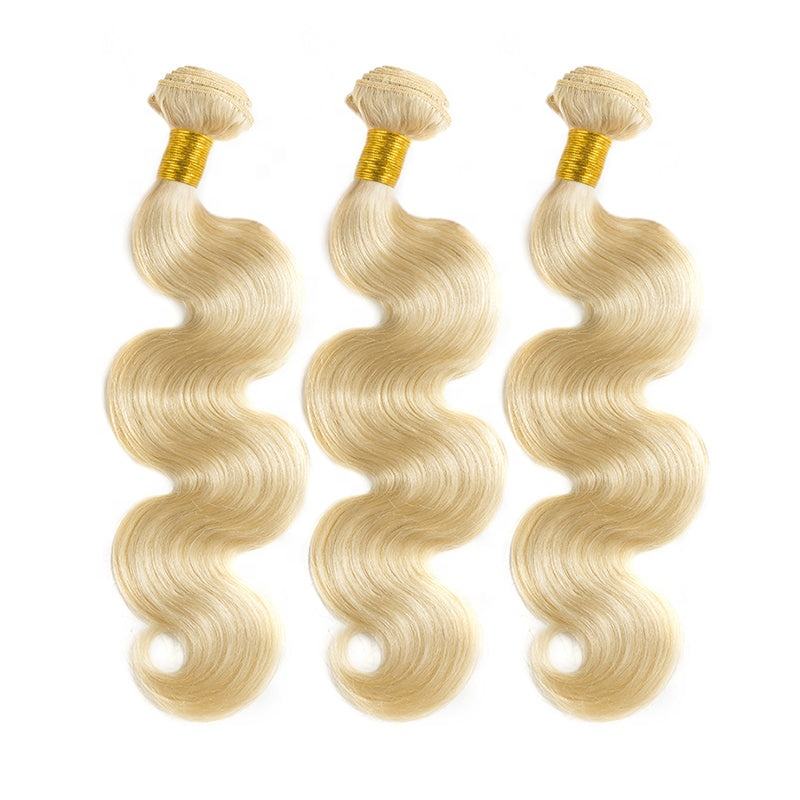 10A 613 Bundles Body Wave Blonde Human Hair Bundles Unprocessed 10A Grade Brazilian Virgin Hair Light Blonde Color 1 Bundle 613 Body Wave Hair Bundles（1 pack）