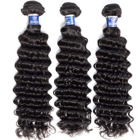 Brazilian Virgin Hair 3pck Deep Wave Bundles Unprocessed Virgin Human Hair Extension Deep Curly Hair Weave Natural Color