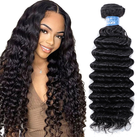 10A Deep Wave Human Hair Bundles Brazilian Virgin Human Hair 100% Unpr ...