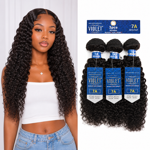 7A Violet Brazilian Hair 3Pcs Jerry Curl