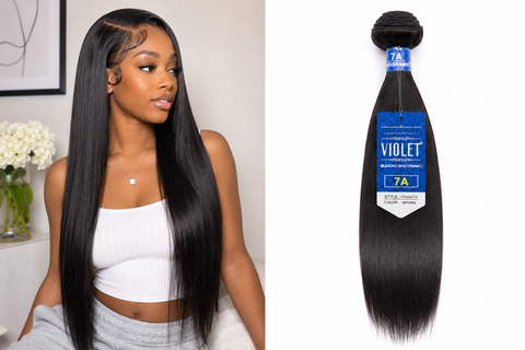 Violet 7A Straight Human Hair Bundle 1 Piece Natural Black