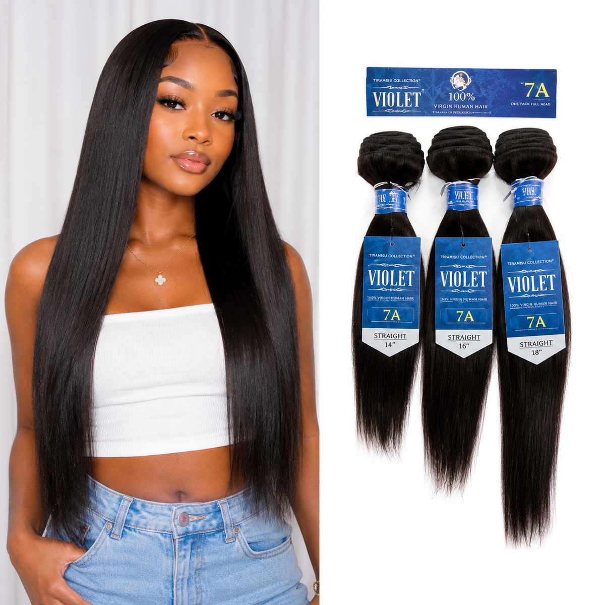 Violet Brazilian Hair 7A 3Pcs Straight