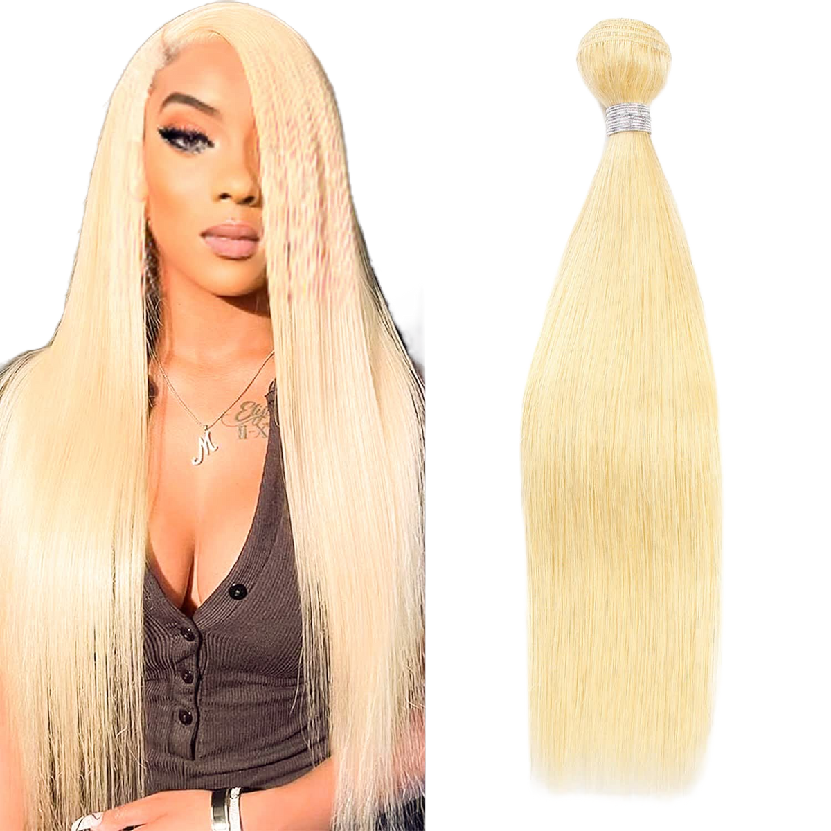 10A Grade 613 Bundles Blonde Bundles Human Hair 613 Straight Human Hair Extensions Brazilian Virgin Human Hair Bundles 1 Bundle Human Hair