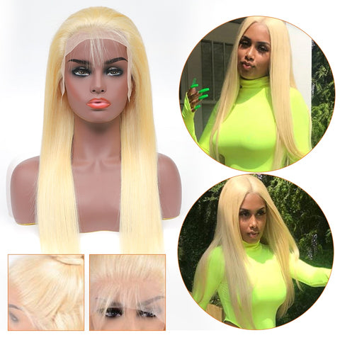 13x4 Transparent Lace Wig Straight  #613 Color 180% Density